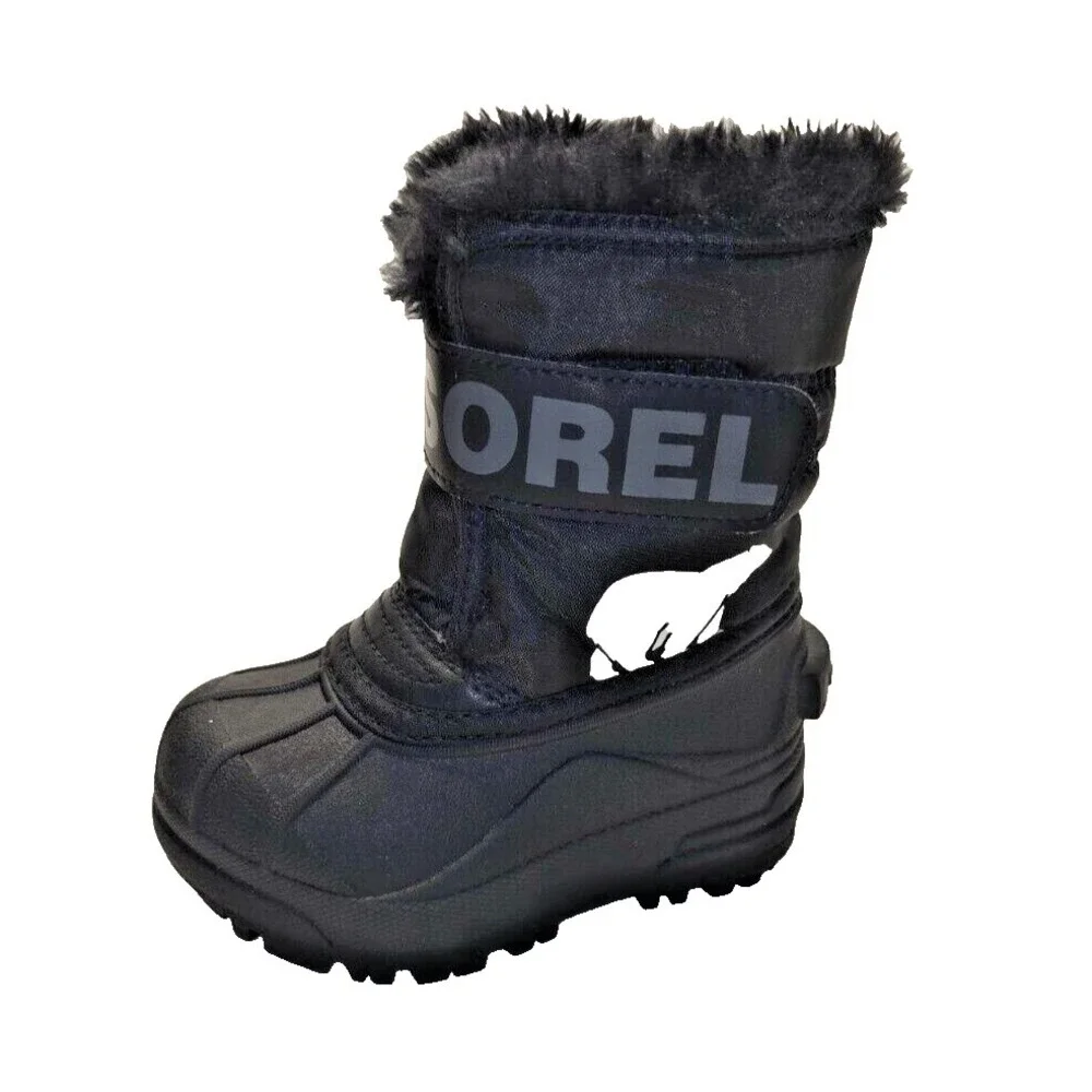 Sorel Snow‎ Commander Girls Youth Winter Snow Boots Black Fur Lined Size 6
